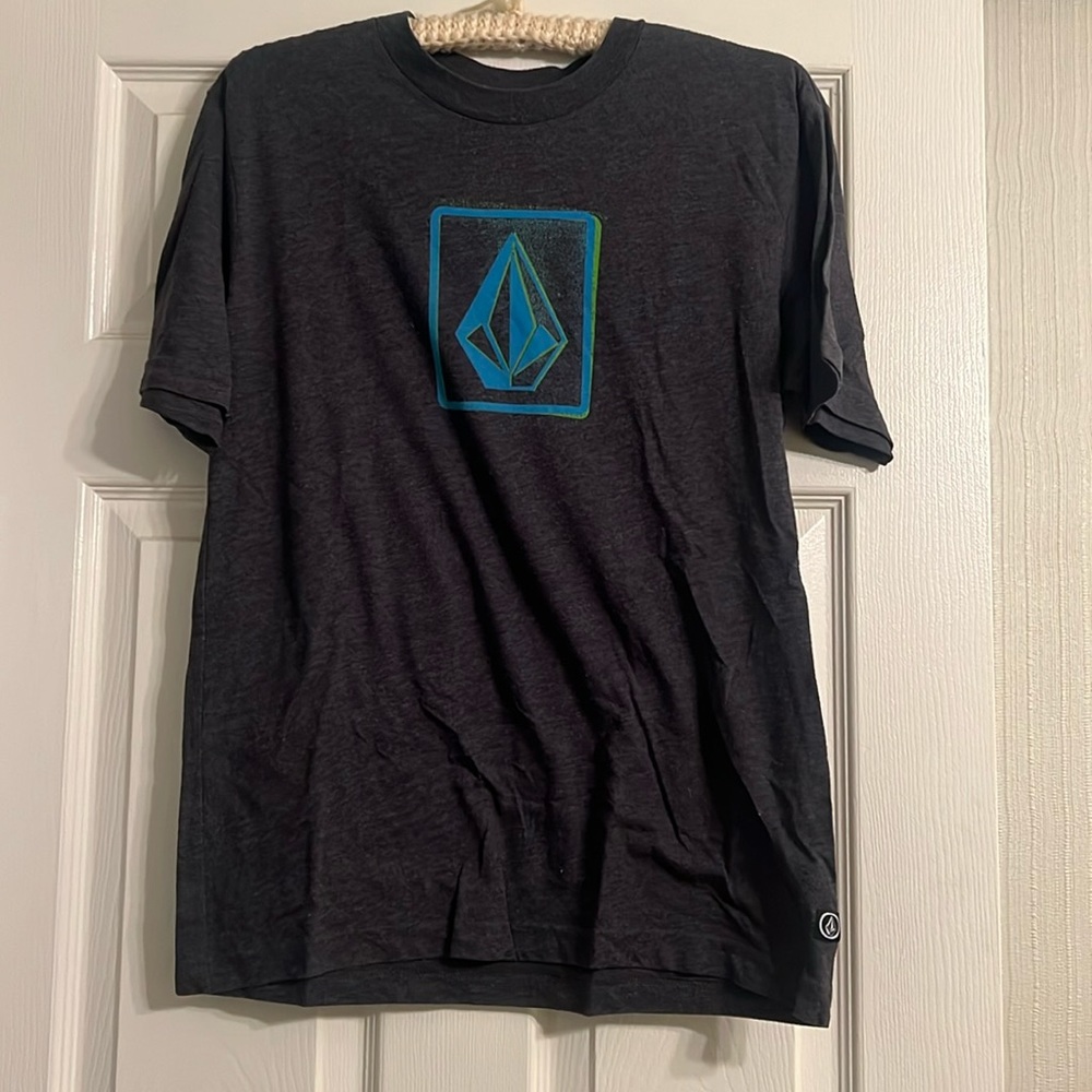 volcom Men’s gray blue logo t shirt